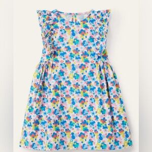 Mini Boden: Frill Sleeve Floral Print Dress - Happy Daisy 4/5